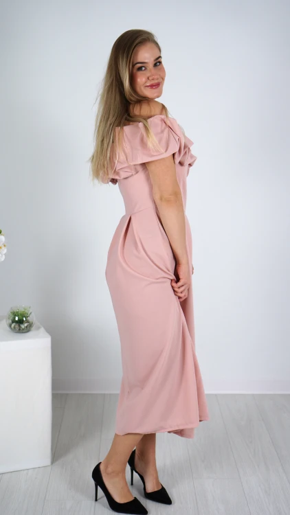 Sukienka Hiszpanka Długa Pudrowy Róż DEPIO V4.2.JPG