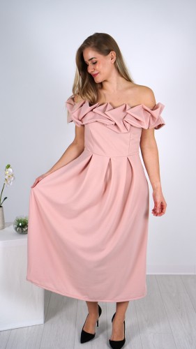 Sukienka Hiszpanka Długa Pudrowy Róż DEPIO V4.3.JPG