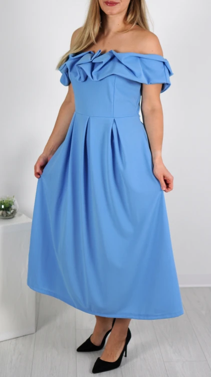 Sukienka Hiszpanka Długa Niebieska DEPIO V1.2.JPG