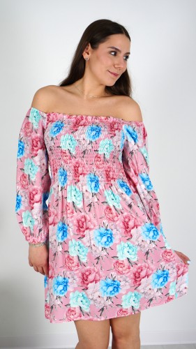 Sukienka Hiszpanka Różowa w Kwiaty MILVENI V1.2.JPG