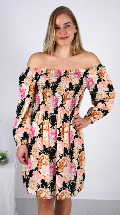 Sukienka Hiszpanka Czarna w Kwiaty MILVENI V2.1.JPG