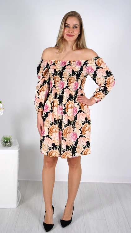 Sukienka Hiszpanka Czarna w Kwiaty MILVENI V2.2.JPG