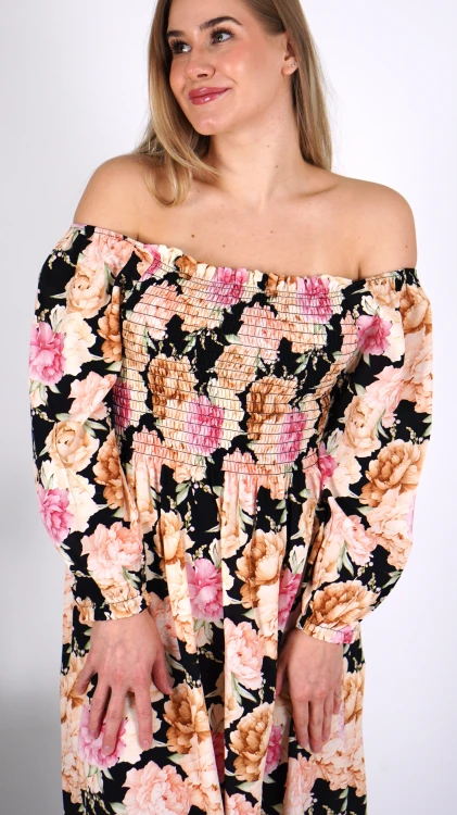 Sukienka Hiszpanka Czarna w Kwiaty MILVENI V2.4.JPG