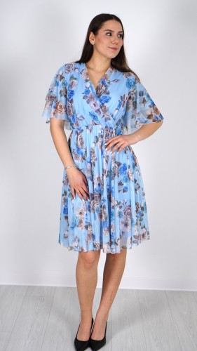 Sukienka Kopertowa Siateczkowa Błękitna w Kwiaty BRUSI V1.1.JPG