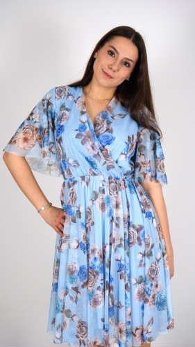 Sukienka Kopertowa Siateczkowa Błękitna w Kwiaty BRUSI V1.3.JPG