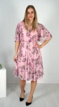 Sukienka Kopertowa Siateczkowa Różowa w Kwiaty BRUSI