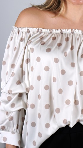 Bluzka Hiszpanka Biała w Kropki Satynowa OLEVIO V5.1.JPG