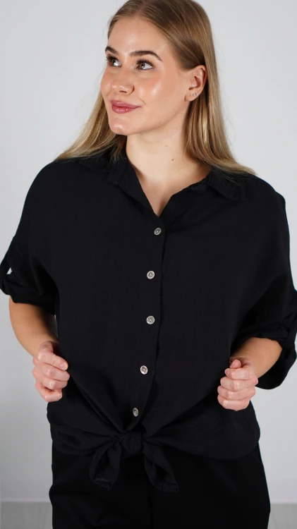 Koszula Damska Wiązana Czarna POLIA V4.1.JPG