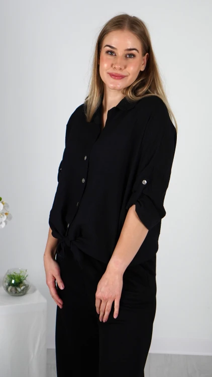 Koszula Damska Wiązana Czarna POLIA V4.2.JPG