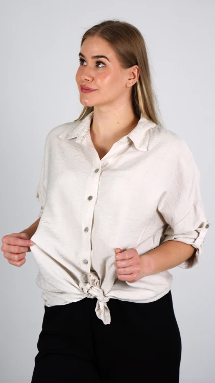Koszula Damska Wiązana Beżowa POLIA V6.2.JPG