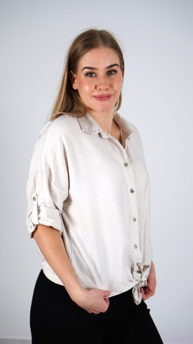 Koszula Damska Wiązana Beżowa POLIA V6.3.JPG