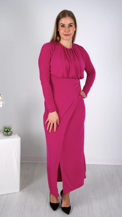 Długa Sukienka Elegancka Różowa NIKA V4.2.JPG