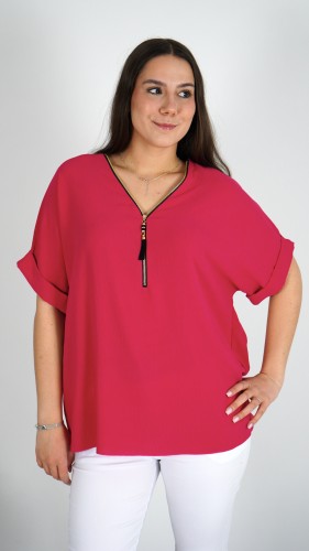 Bluzka Damska Krótki Rękaw Malinowa TREVITA V1.2.JPG
