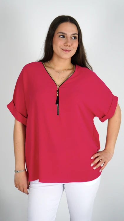 Bluzka Damska Krótki Rękaw Malinowa TREVITA V1.2.JPG