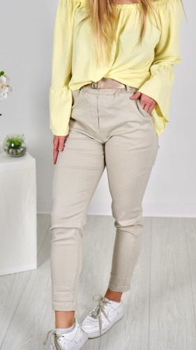 Spodnie Damskie z Paskiem Beżowe GNIEVI V2.5.JPG