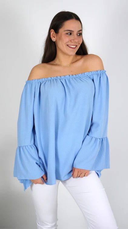 Bluzka Hiszpanka Oversize Błękitna IGANI V4.3.JPG