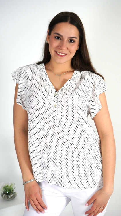 Bluzka Damska Biała w Groszki BASIO V1.1.JPG