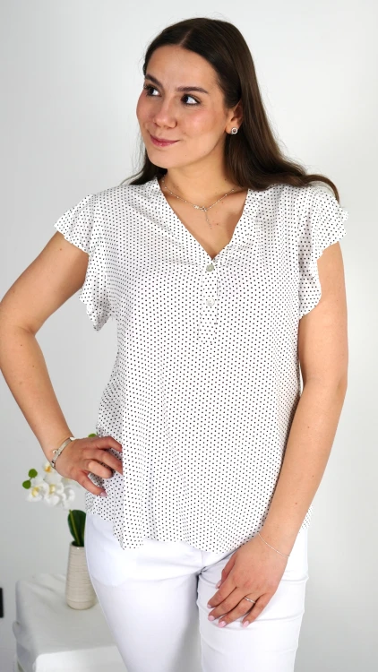Bluzka Damska Biała w Groszki BASIO V1.2.JPG