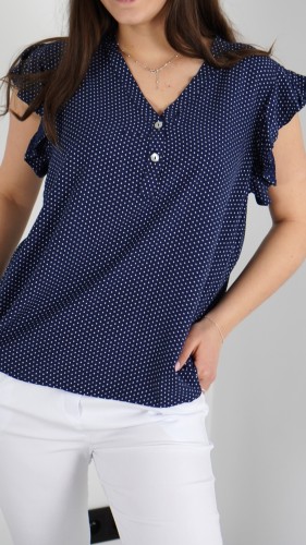 Bluzka Damska Granatowa w Groszki BASIO V2.2.JPG