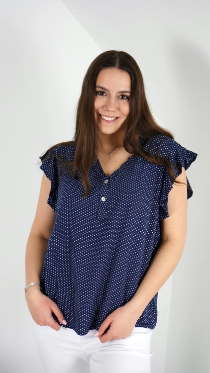 Bluzka Damska Granatowa w Groszki BASIO V2.4.JPG