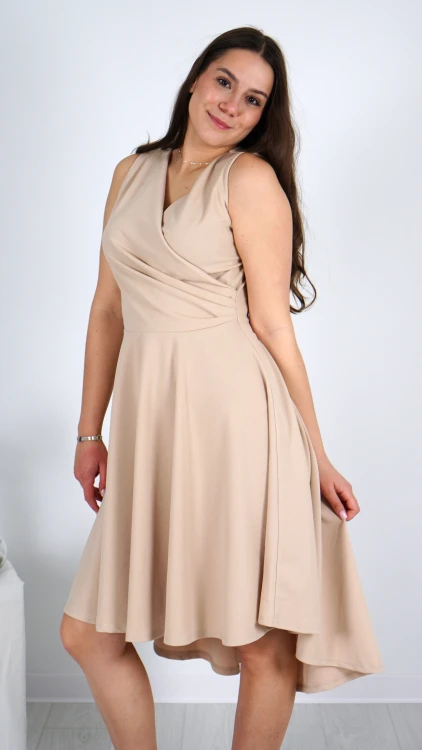 Sukienka Kopertowa Rozkloszowana Beżowa ADELY V4.4.JPG