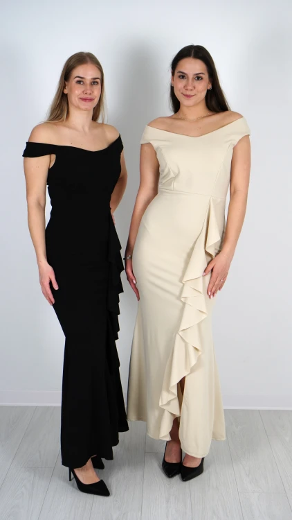 Sukienka Elegancka z Falbaną Czarna MERMIO V2.1.JPG