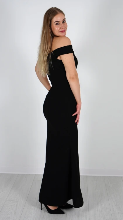 Sukienka Elegancka z Falbaną Czarna MERMIO V2.2.JPG