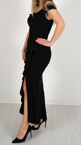 Sukienka Elegancka z Falbaną Czarna MERMIO V2.3.JPG