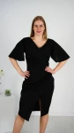 Sukienka Elegancka Kopertowa Czarna BATILA V-dekolt 