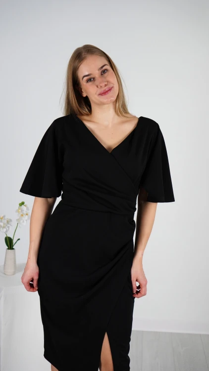 Sukienka Kopertowa Midi Czarna BATILA V3.5.JPG