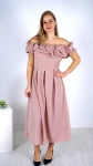 Sukienka Elegancka Hiszpanka Długa Brudny Róż DEPIO 