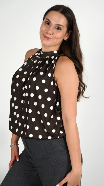 Bluzka Halter Brązowa w Kropki BLARINA V1.3.JPG