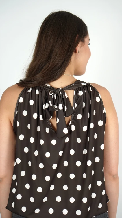 Bluzka Halter Brązowa w Kropki BLARINA V1.4.JPG