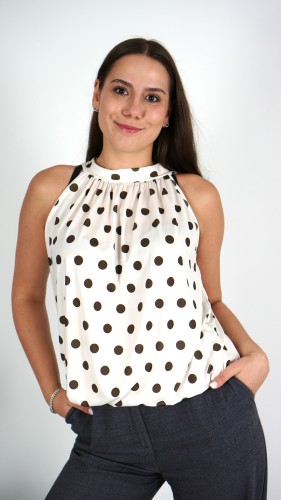 Bluzka Halter Biała w Kropki BLARINA V2.3.JPG