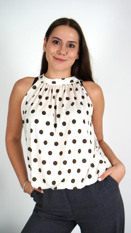 Bluzka Halter Biała w Kropki BLARINA V2.3.JPG