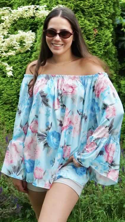Bluzka Hiszpanka Niebieska w Kwiaty LIPIO V1.2.JPG