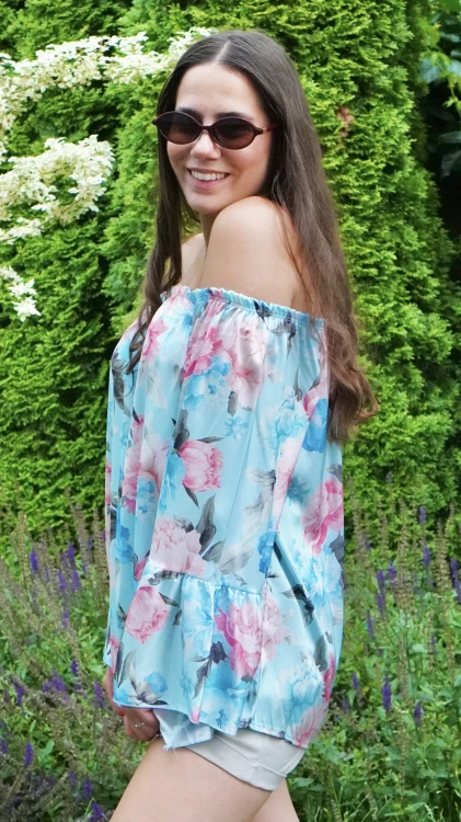 Bluzka Hiszpanka Niebieska w Kwiaty LIPIO V1.3.JPG