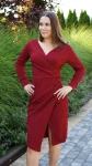  Sukienka Kopertowa Bordowa Elegancka BELLA Sukienka Wieczorowa