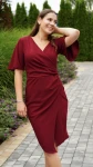 Sukienka Elegancka Kopertowa Bordowa BATILA V-dekolt 