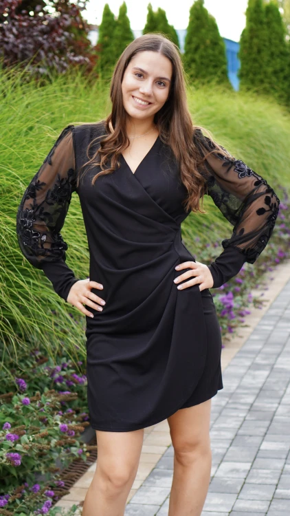 Sukienka Kopertowa Elegancka Czarna FLOWI V3.5.JPG