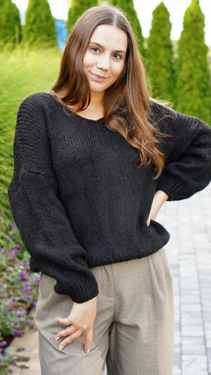 Sweter Damski Oversize Czarny PIRIA V2.3.JPG