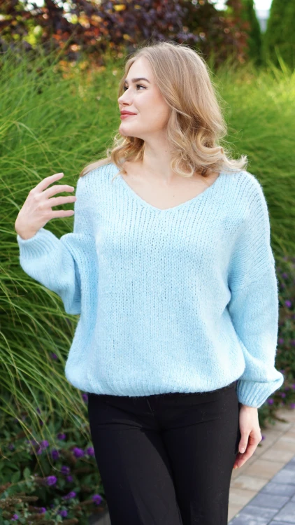 Sweter Damski Oversize Błękitny PIRIA V5.4.JPG