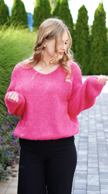 Sweter Damski Oversize Różowy PIRIA V1.2.JPG