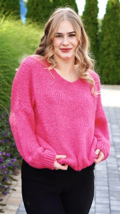Sweter Damski Oversize Różowy PIRIA V1.3.JPG