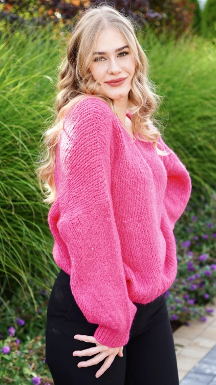 Sweter Damski Oversize Różowy PIRIA V1.4.JPG