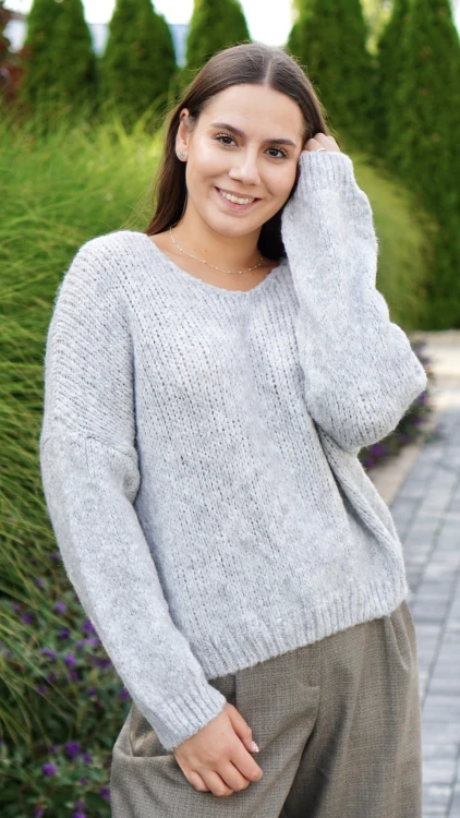 Sweter Damski Oversize Szary PIRIA V4.1.JPG