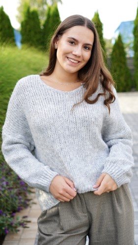 Sweter Damski Oversize Szary PIRIA V4.3.JPG