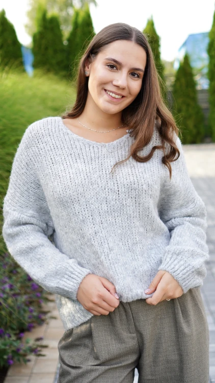 Sweter Damski Oversize Szary PIRIA V4.3.JPG