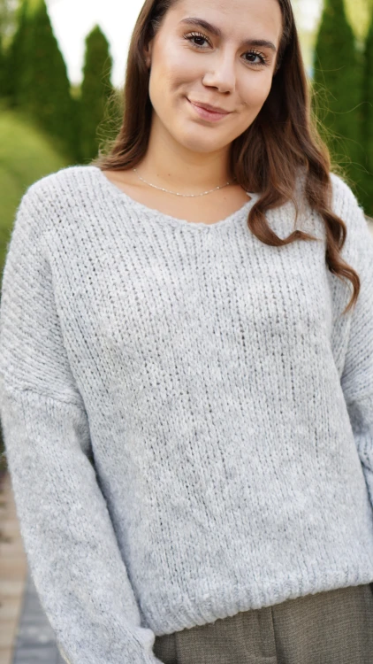 Sweter Damski Oversize Szary PIRIA V4.4.JPG