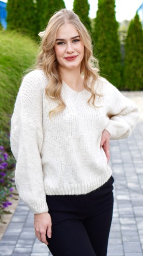 Sweter Damski Oversize Śmietankowy PIRIA V3.2.JPG